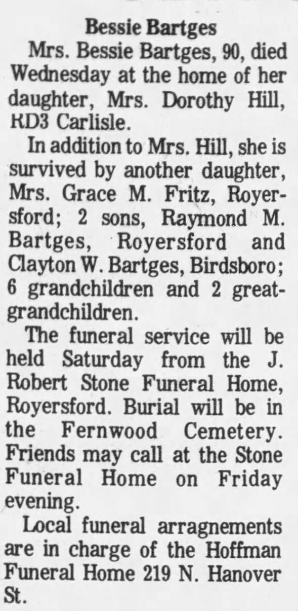 Bessie May Cressman Obituary